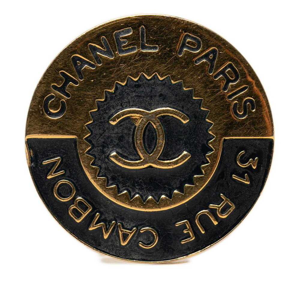 CHANEL Black Logo Brooch